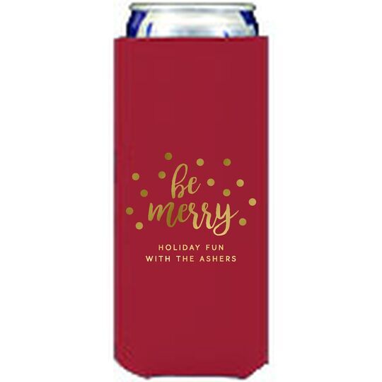 Confetti Dots Be Merry Collapsible Slim Koozies